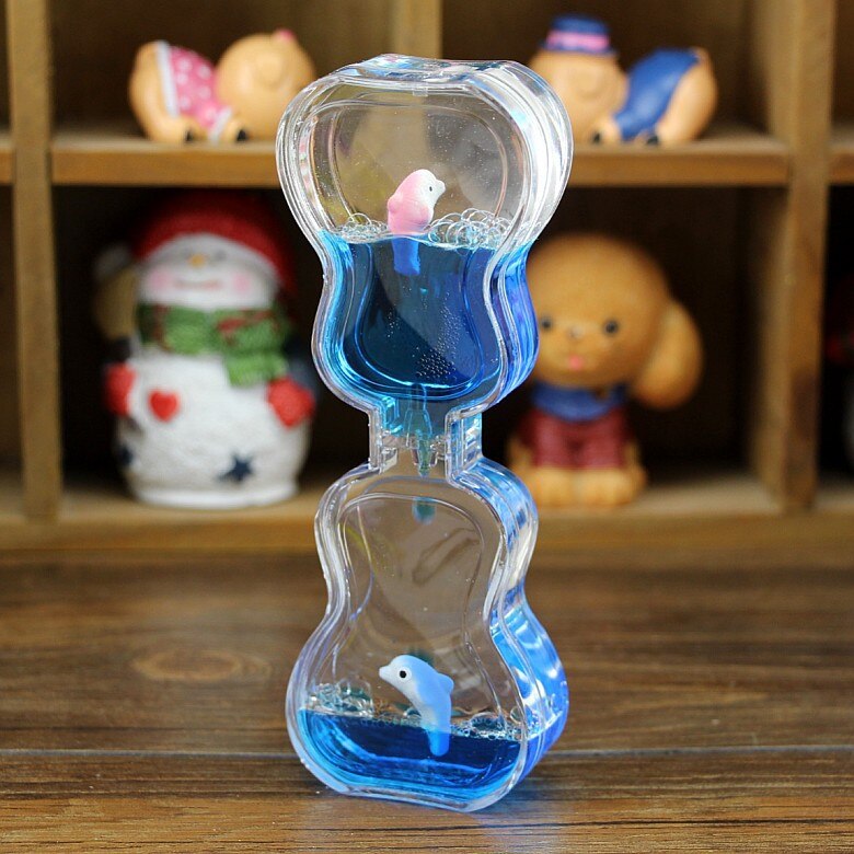 Valentine's Day Double Hourglass Liquid Timer Visual Timer Oil Liquid Motion Hourglass Floating Desk Heart Decoration Acrylic: Gray