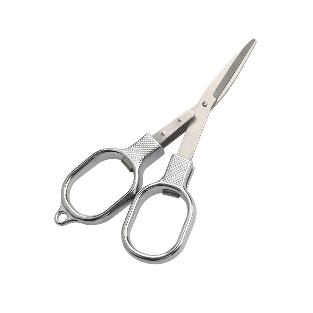 Roestvrij Staal Anti-Roest Vouwen Schaar Bril Vormige Mini Shear Pocket Emergency Home Reizen Gebruik Opvouwbare Cutter Veiligheid Diy: Silver