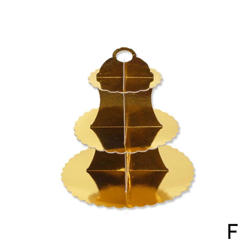 Support de gâteau en carton pour cupcake, objet décoratif à trois étages pour soutenir votre pâtisserie, parfait pour un mariage, anniversaire, une fête prénatale et une soirée: Golden