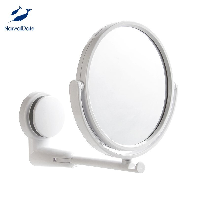 Badeværelse spejl fri perforering væghængende makeup spejl dobbeltsidet spejl sugekop væghængende foldespejl