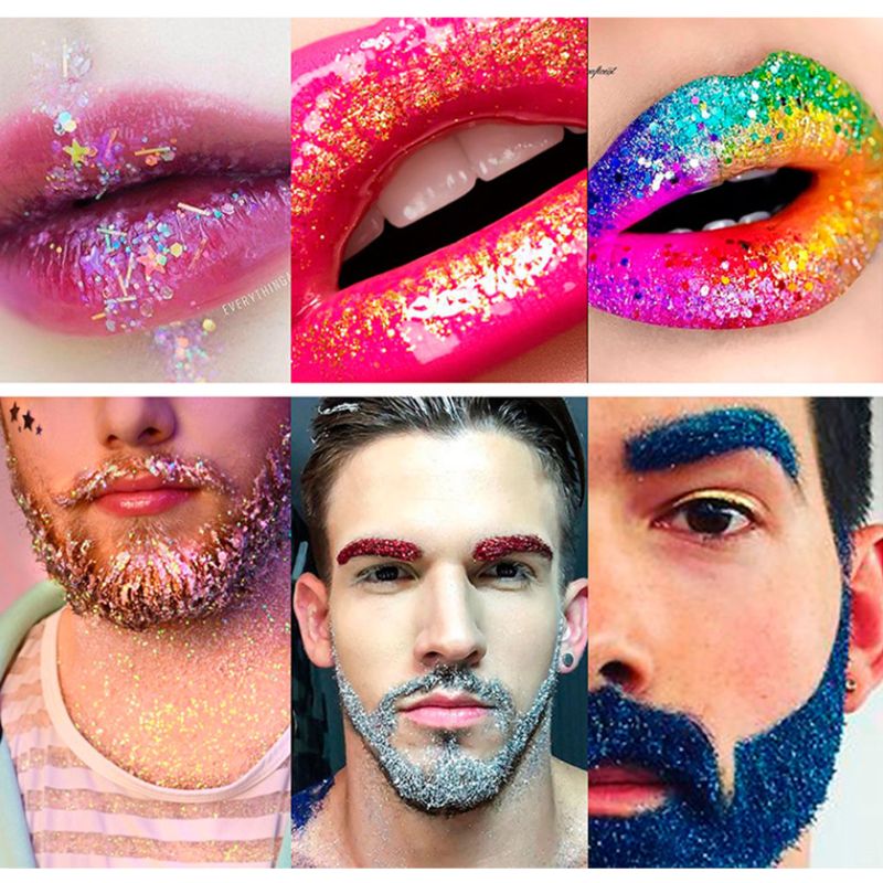 12 couleurs mélangées maquillage holographique grosses paillettes visage corps yeux cheveux ongles résine époxy Festival gros hexagones paillettes