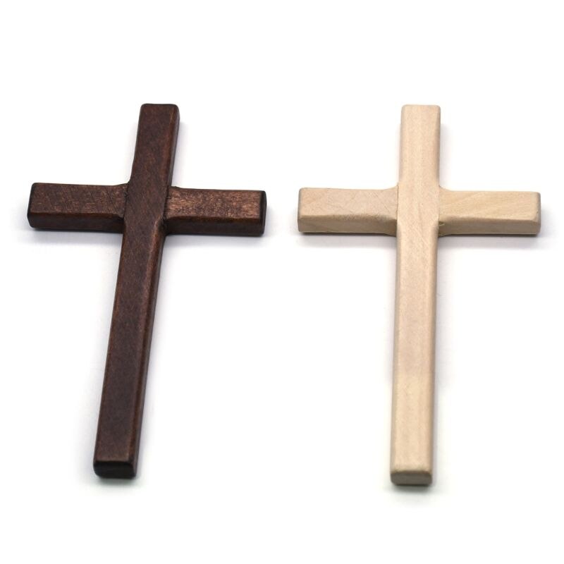 2 stk håndlavede trækors krucifiks jesus kristus ornamenter religiøse vedhæng gør håndlavet diy halskæde