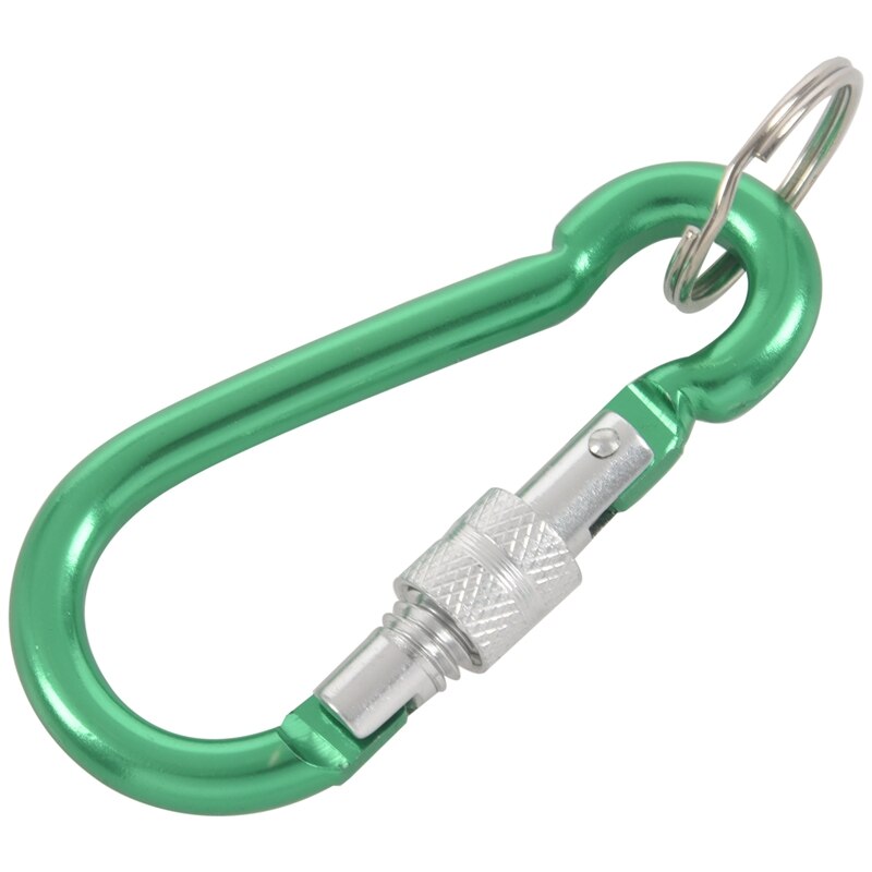 Large Spring Loaded Gate Aluminum Locking Carabiner Keyring Green