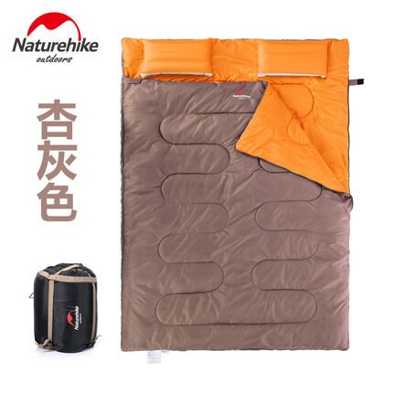 Dwuosobowy śpiwór dla dorosłych dla 2 osób pojemność koperta typ wiosna i jesień śpiwory z z zagłębieniem bawełniana: szary 2