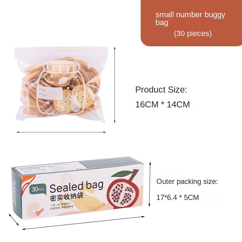 Pull Reusable Ziplock Bag Fruits Vegetables Food Storage Packaging Preservation Eco Friendly with Label Plastic Bags Transparent: 30pcs small