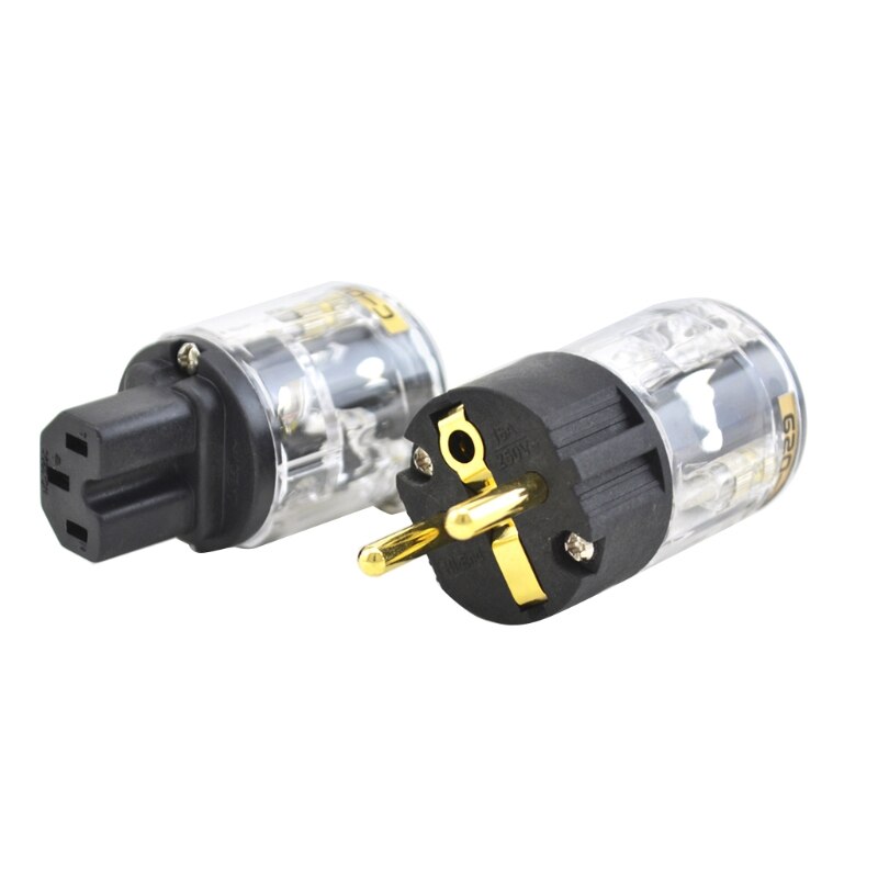 1Set P-029 En C-029 Fine Koper Verguld Eu Versie Stekker Voor Iec Audio Connector Netsnoer Kabel stekkers