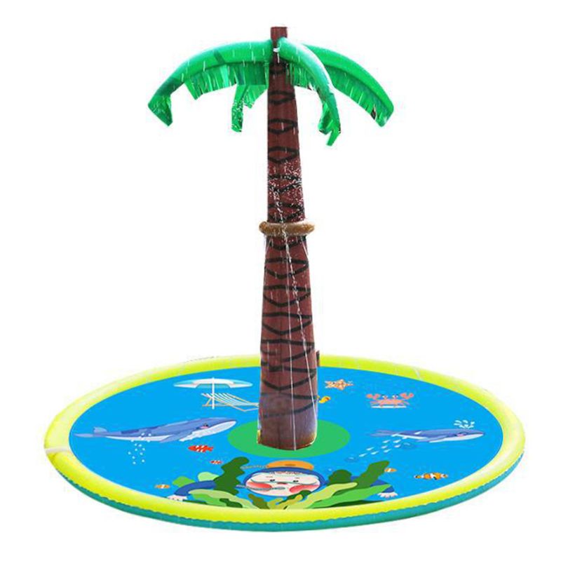 Newest Water Spray Mat Inflatable Coconut Tree Sprinkle Pad Outdoor Backyard Sprinkler P31B