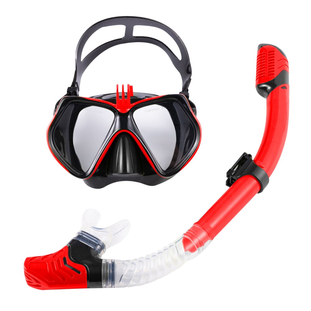 Underwater Scuba Diving Masks Snorkeling Breath Tube Set Adult Silicone Anti-Fog Goggles Glasses Swimming Pool Equipment: Red J