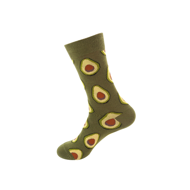 Calcetines felices de algodón para hombre y mujer, medias informales de Hip Hop Harajuku, fruta divertida, comida, tortilla, hamburguesa, aguacate, Sushi, cereza: Azul cielo
