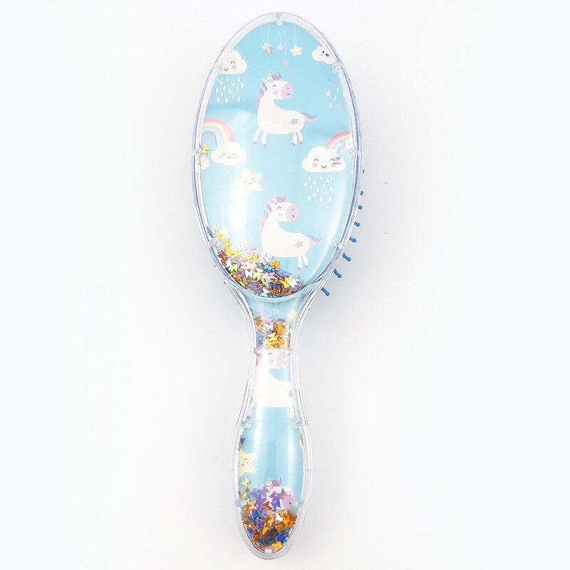 Cartoon Cute Unicorn Animal Sequins Anti-static Hair Brush Massage Comb Shower Wet Detangle Hair Brush Salon Hair Styling Tools: unicorn