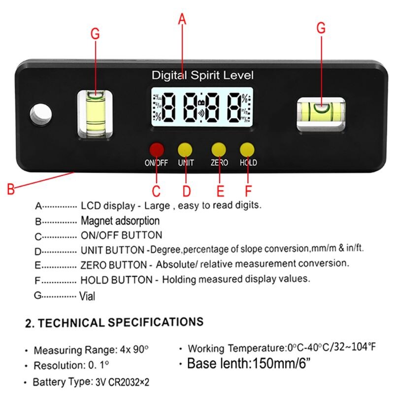 Mini Digital Protractor Angle Finder Inclinometer Electronic Level with Magnetic