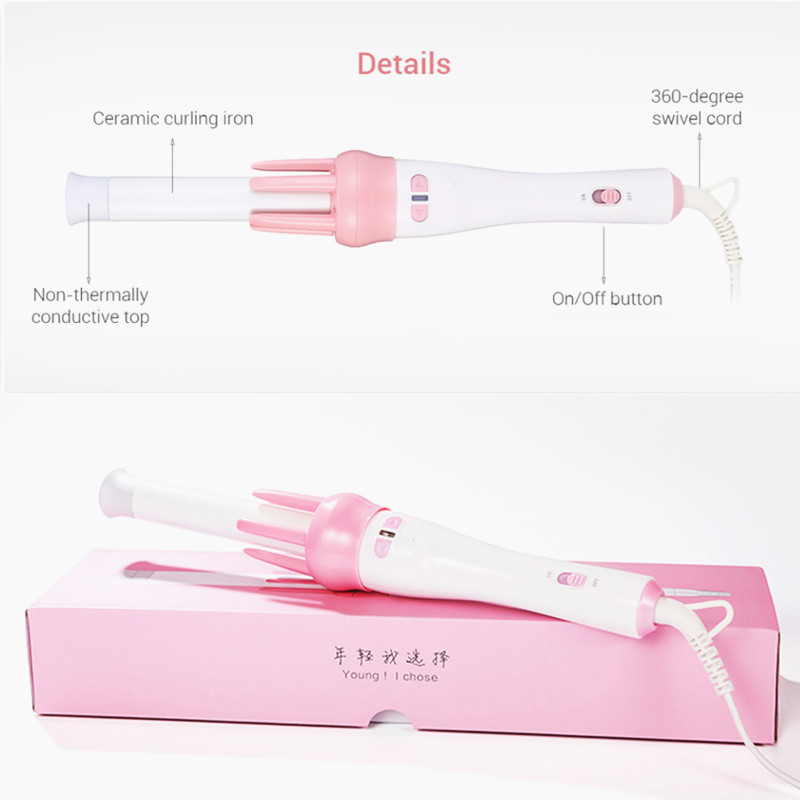 Rotating Hair Curler Roller Machine Ceramic Hair Curling Iron Magic Air Spin Curly Tong Hair Waver Wand Smooth Salon Hair Styler