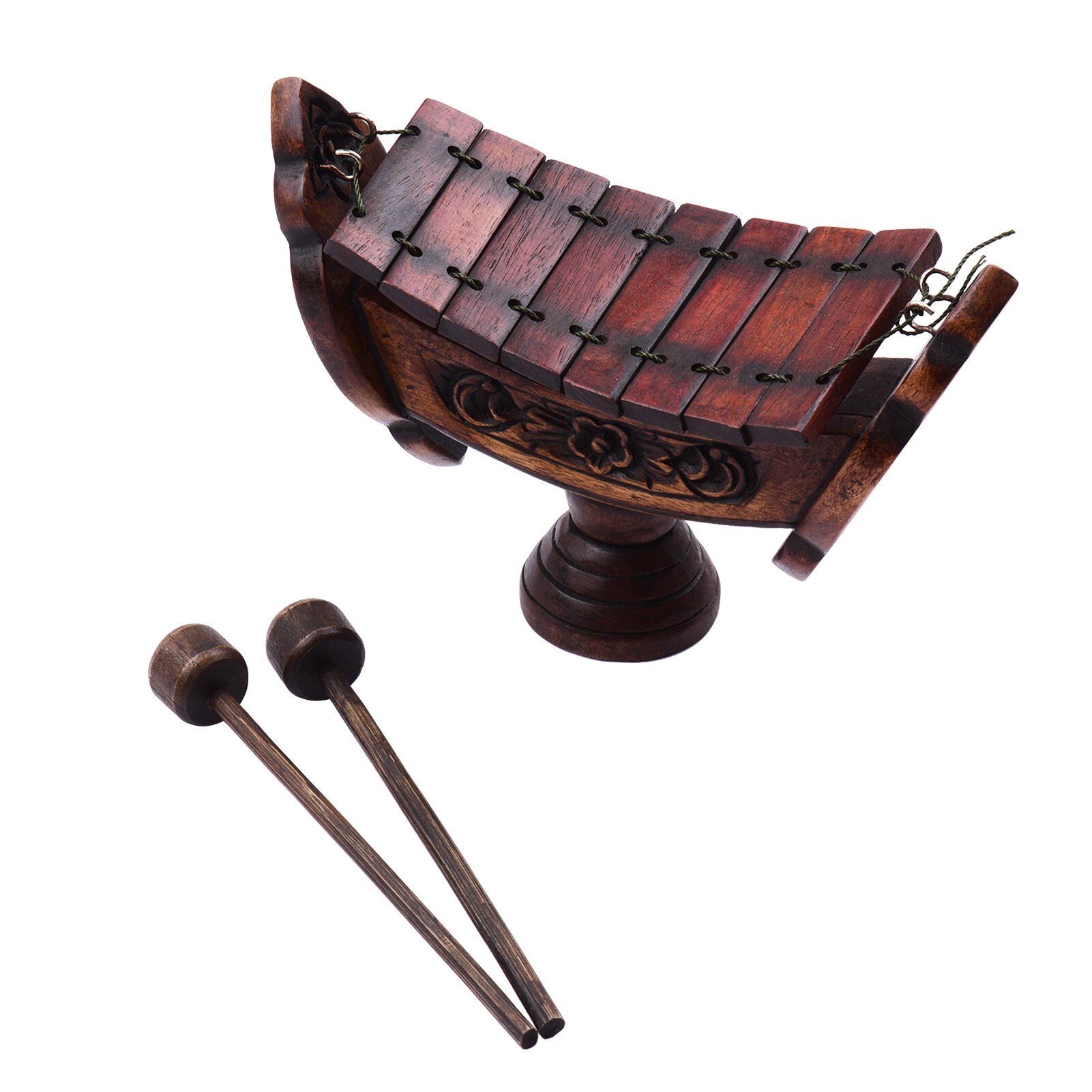 Instrumento Musical de percusión tradicional Tailandesa para el hogar, xilófono de madera de teca, 8 notas, adorno artesanal de madera, con mazos
