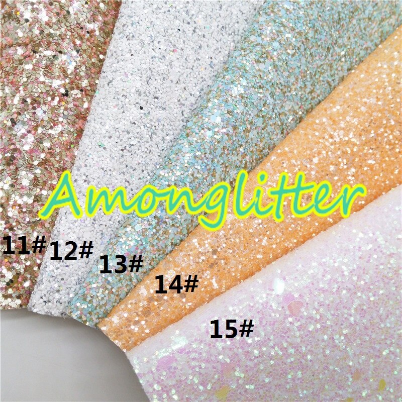 Amonglitter Blue Chunky Glitter Leather Glitter Fabric with Twill Backing, Glitter Sheet for DIY Bows Bags 21x29cm A4 size MB006