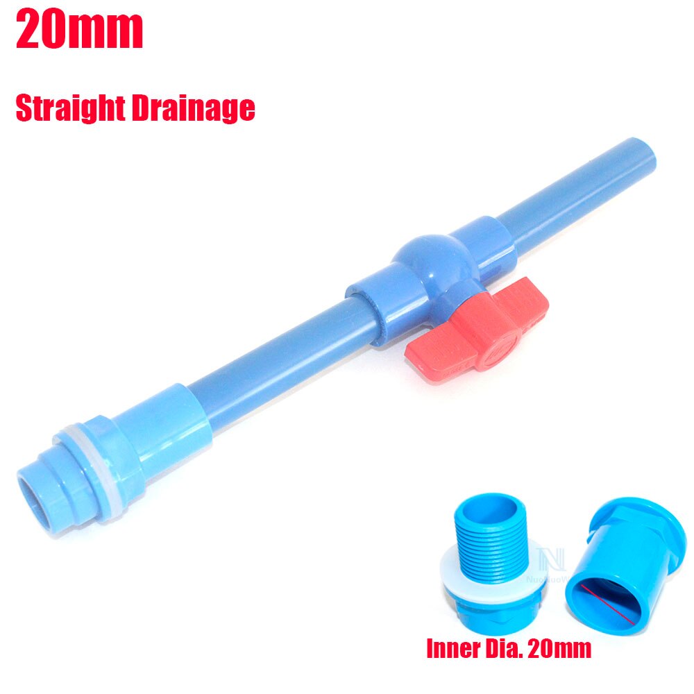 NuoNuoWell Aquarium Water Tank Drain Kit BulkHead Adapter Marine Pipe Fitting PVC Drain Connector With Valve: ID 20MM Straight C