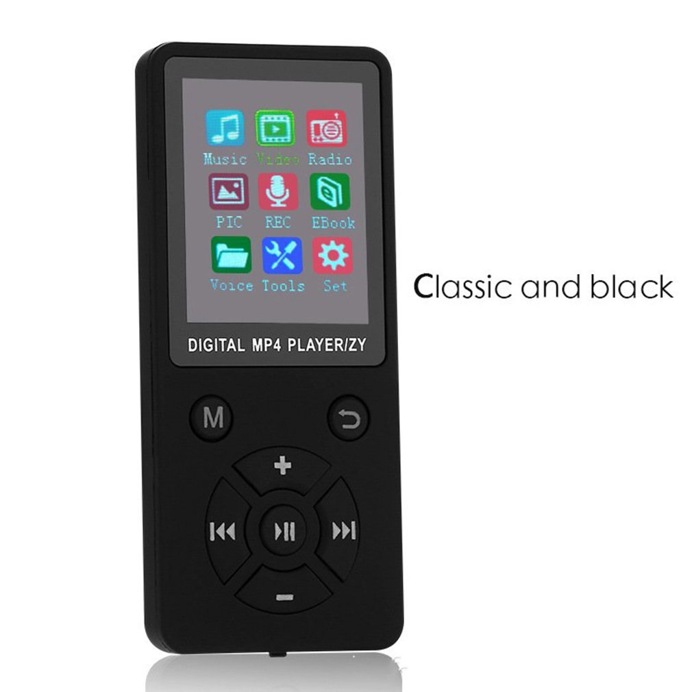 Lettore musicale MP4 MP3 leggero Wireless T1 con schermo Mini lettore portatile ultrasottile tipo di pulsante regolabile: Black