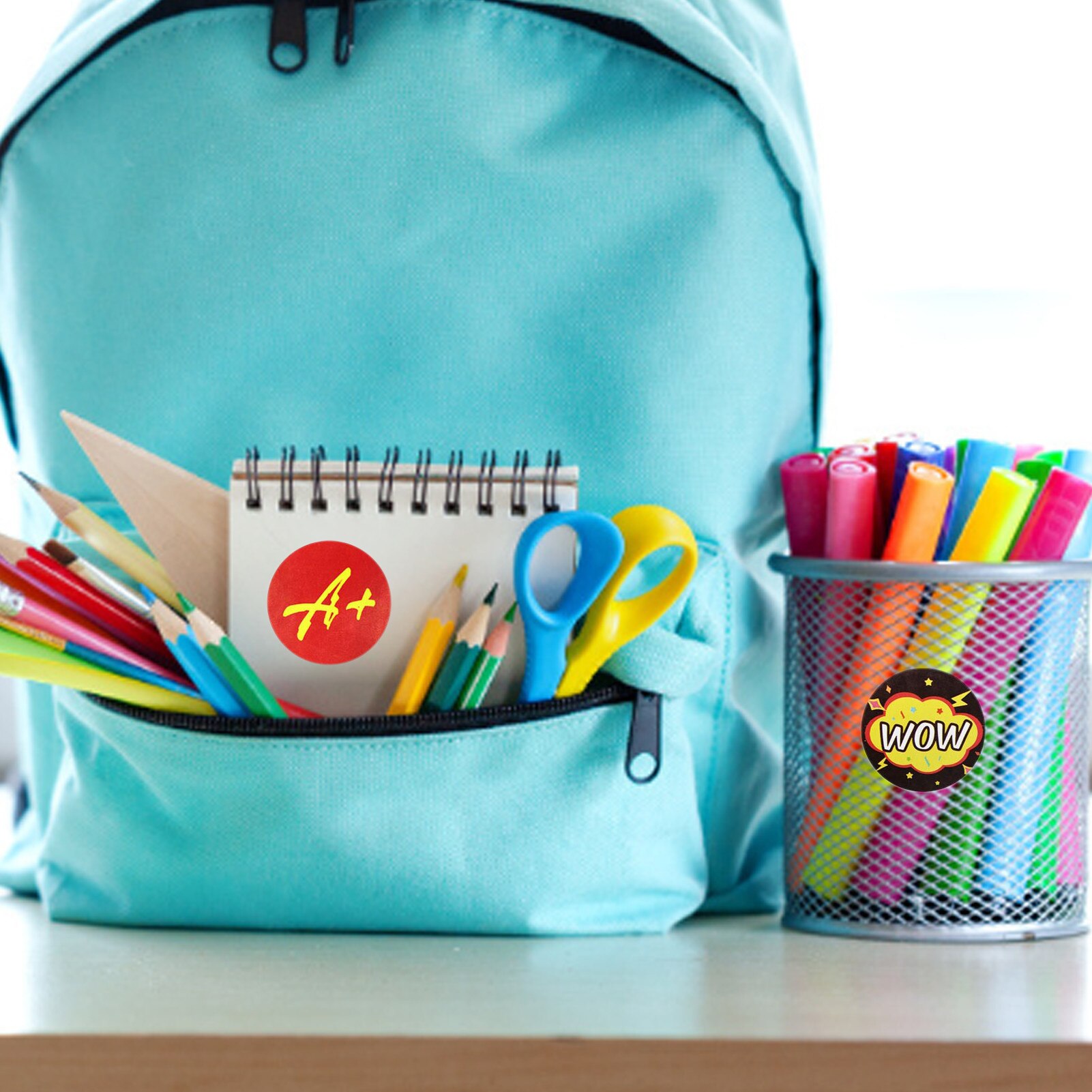 500PCS/Roll Teacher Reward Stickers Motivational 24 Designs Stickers Handmade Sticker Circle Decorative Label Sealing Stickers