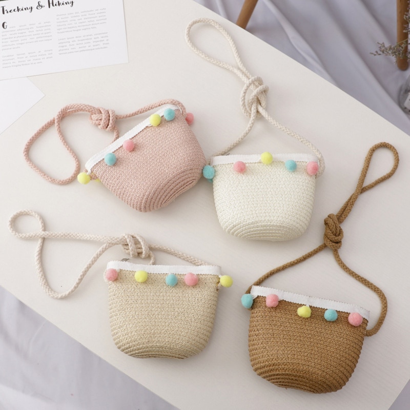 Handgemachte Sommer Kinder Mädchen Schulter Tasche Daisy Blume Stroh Umhängetasche Kinder Schlüssel Geldbörse Nette Prinzessin Mini Handtasche
