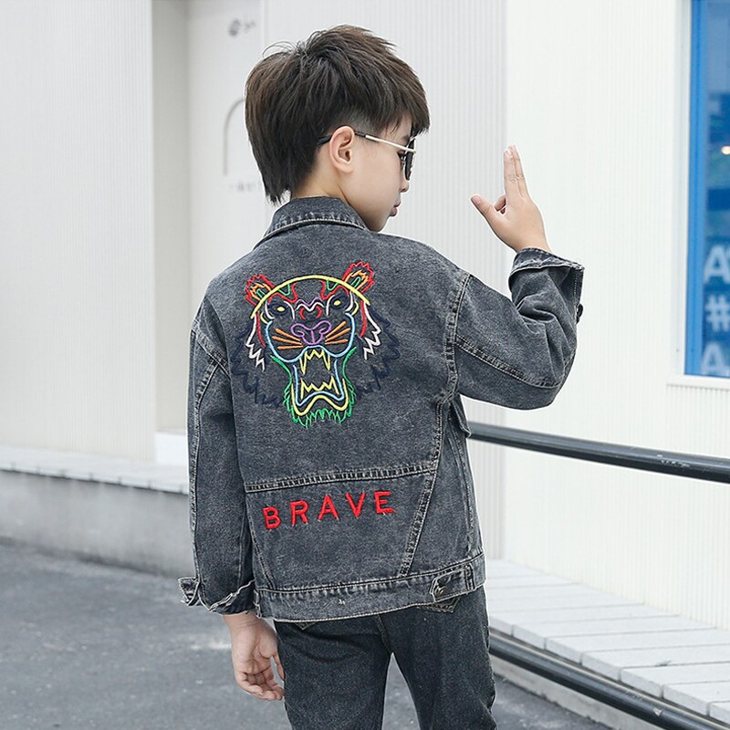 IENENS freundlicher Jeans Mantel Jacken Jungen Frühling Herbst strecken Kurze Denim Oberbekleidung Kleidung drehen-unten Kragen verlieren Jacke