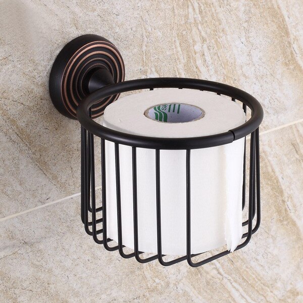 Oil Rubbed Bronze Bathroom Accessories Set Towel Shelf Towel Holder Toilet Paper Holder Wall Mounted Bath Hardware Sets: Basket Tissue Holder
