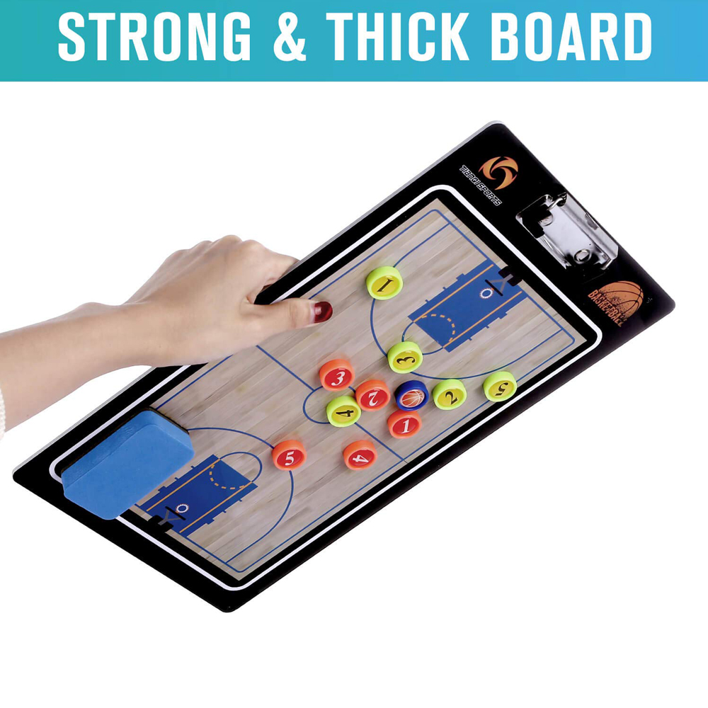 Basketball Coaching Board - Double-Sided Dry Erase with Marker - Tactical Playbook for Coaches