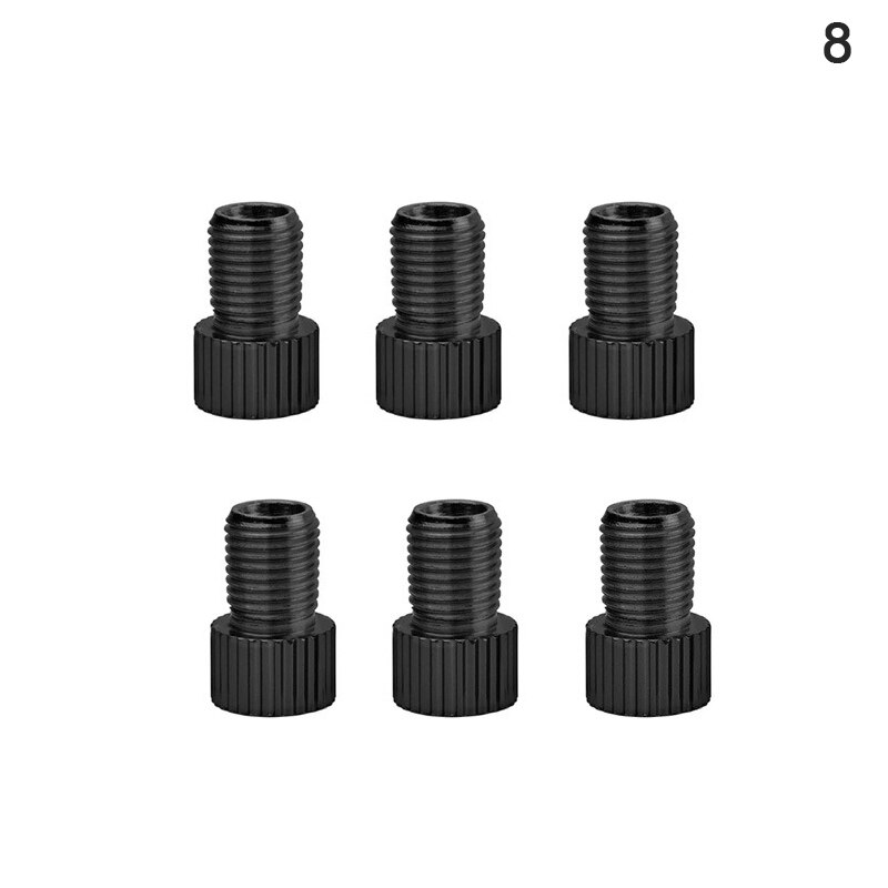 6 Pc Aluminum Bicycle Bike Valve Converter Car Valve Adapter: black