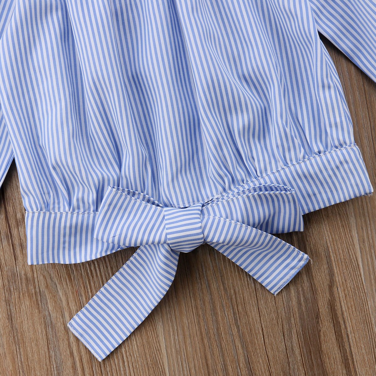 Toddler Baby Kid Girls Blue White Striped Long Sleeves Blouses Tops Off Shoulder Summer Girls shirts