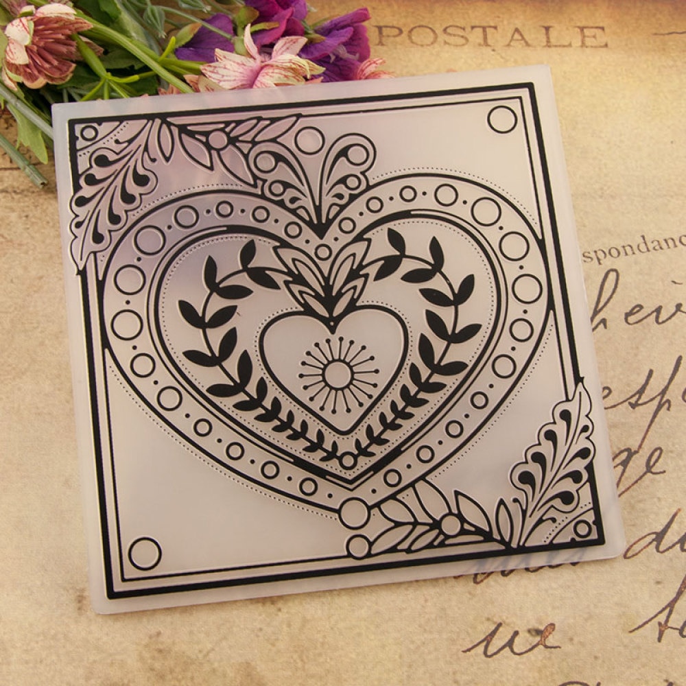 Heart Leaves Plastic Embossing Folder Stencils Template Scrapbooking DIY Paper Crafts Photo Album Home Decoration