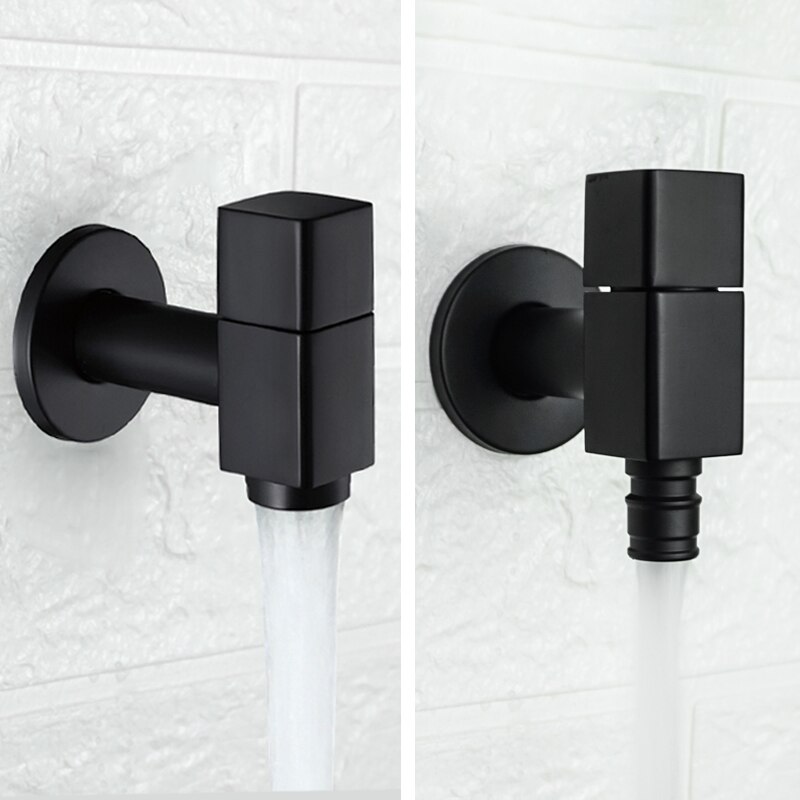 Matte Black Wall Mounted Brass Wasmachine Tap Tuin Outdoor Mop Pool Tap Wc Hoek Badkamer Water Kraan Bibcock