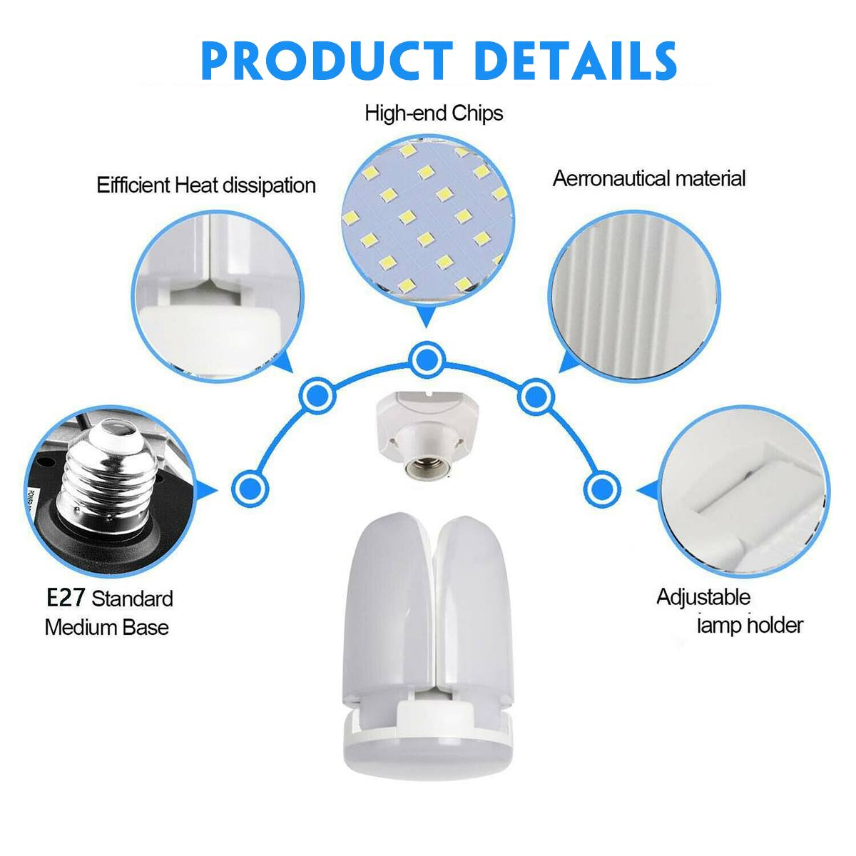 156 stk led deformerbar garagelampe 60w e27 85-265v 5600lm loftslampe til garage/loft/kælder/hjem led lampe