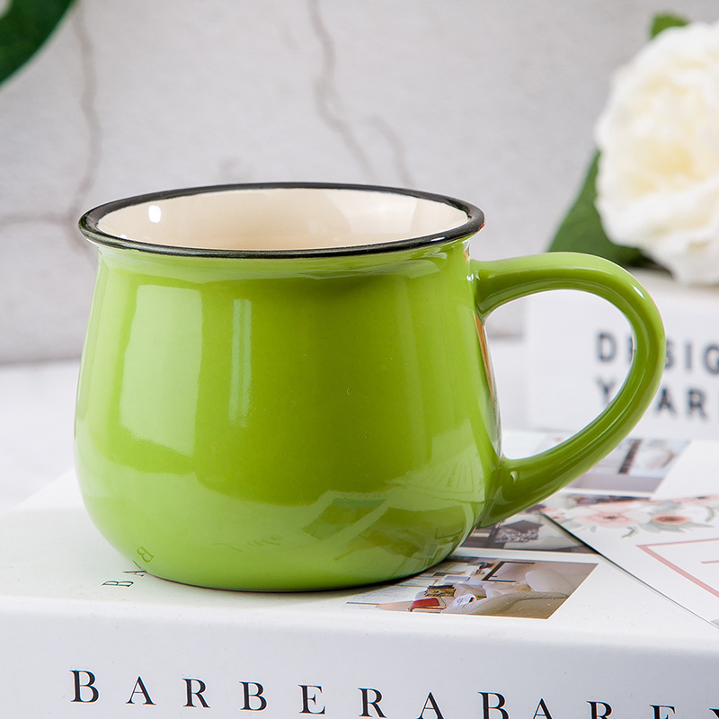 Hemmakontor retro te kaffe miljövänlig mugg keramik dricksmuggar keramik gravyr röda koppar: Grön