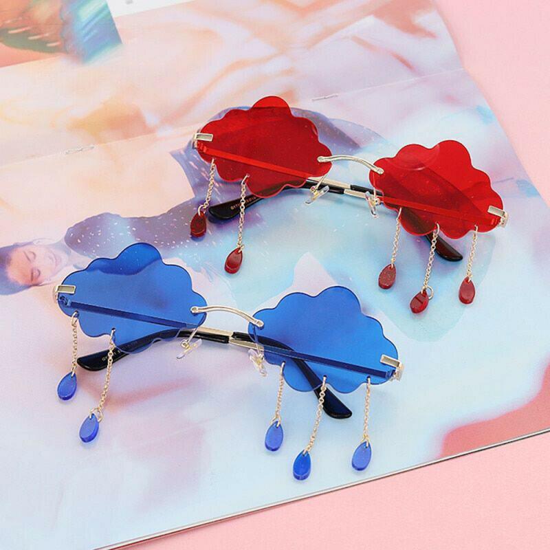 Geformt Randlose Sonnenbrille Frauen Regen Wolke zerreißen bilden Brillen Sommer Schattierungen UV400 Randlose Sonnenbrille