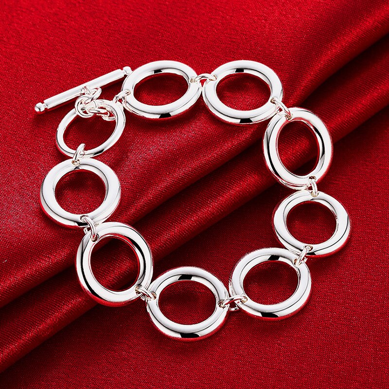 925 Zilveren Ronde O Vorm Ketting Armbanden Open Ringen Oorbellen Set Voor Vrouwen Mode-sieraden Sets