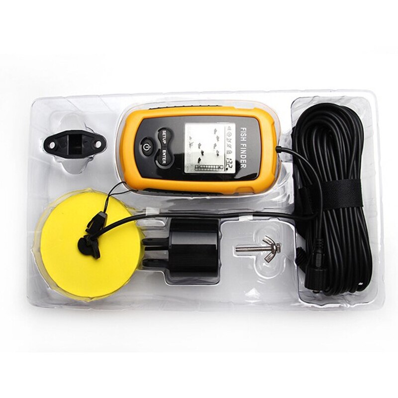 detector de peces portátil sonda Sonar de profundidad transductor de alarma Fishfinder 0,7-100m pesca eco Sounder con pantalla en inglés XNC