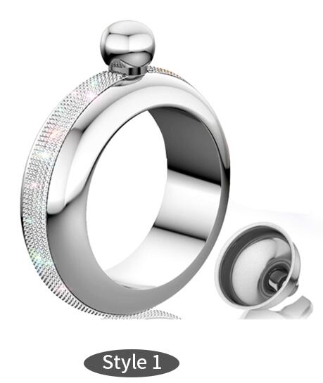Bracelet Bangle Flask 304 Stainless Steel with Handmade Crystal Bracelet jug Women Men Party Flask Hidden Liquor Flask 3.5oz D25: Style 1  3.5oz