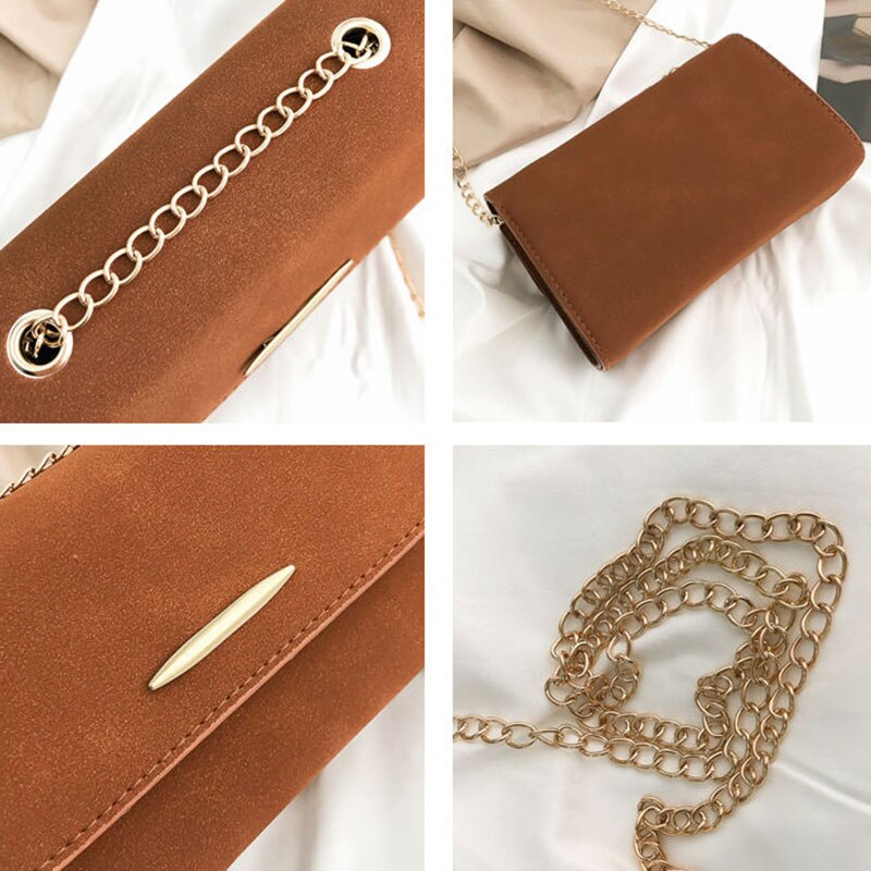 Vrouwen Schoudertassen Matte Pu Lederen Vintage Elegante Ketting Flap-Tas Toevallige Stijlvolle Crossbody Lovertjes Ontwerpen Retro Tas