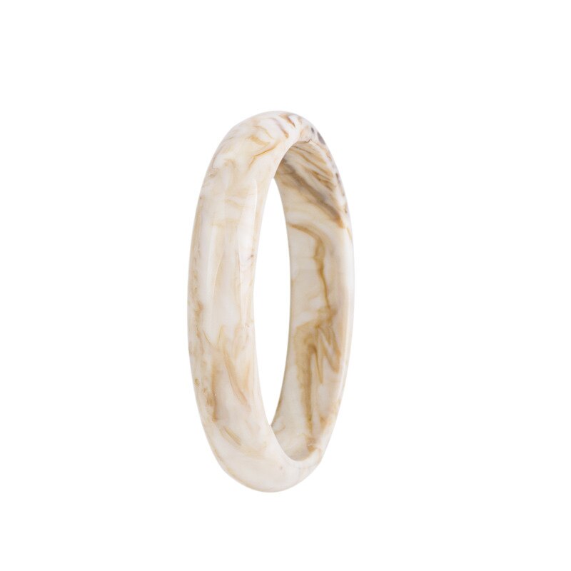 Retro Hand Decoration Resin Cuff Bangle Bracelets Women Lvory Marble Pattern Round Geometry Simple Charm Bangles Jewelry: 003