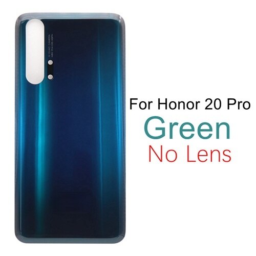 Back Glass Cover Voor Huawei Honor 20 Batterij Cover Achterdeur Behuizing Case Window Back Panel Voor Honor 20 Pro batterij Cover: 20Pro-Green No Lens