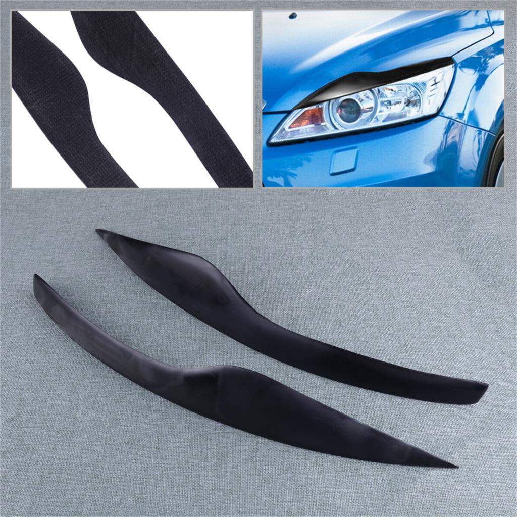 DWCX Black Car Fiberglass Headlight Eyebrows Eyelids Shell Cover Fit For Ford Focus MK2 Facelift