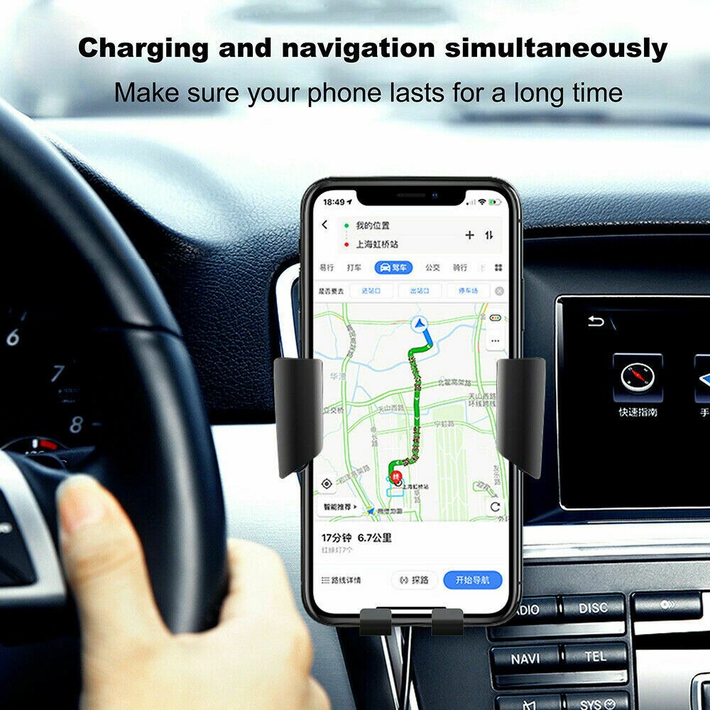Qi draadloze snellader autolader houder standaard 2 in 1 voor mobiele telefoon