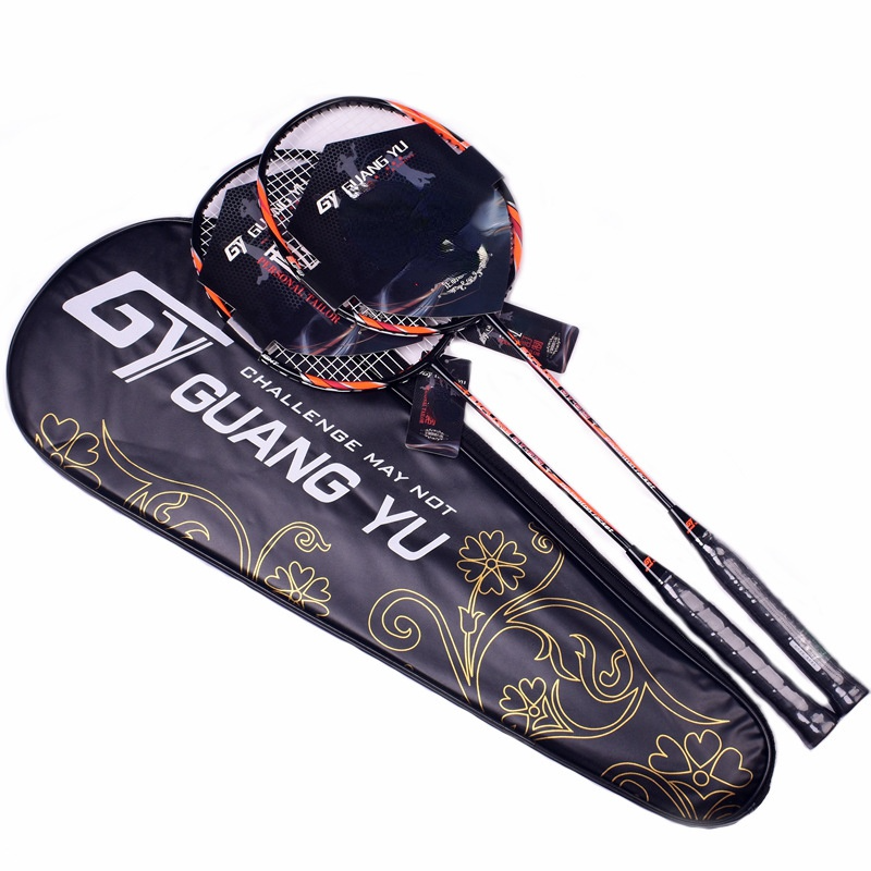 2pcs Badminton Rackets Set 4U Ultra light Double Badminton Racquet Carbon fiber Playing Badminton whole: 2 pcs orange