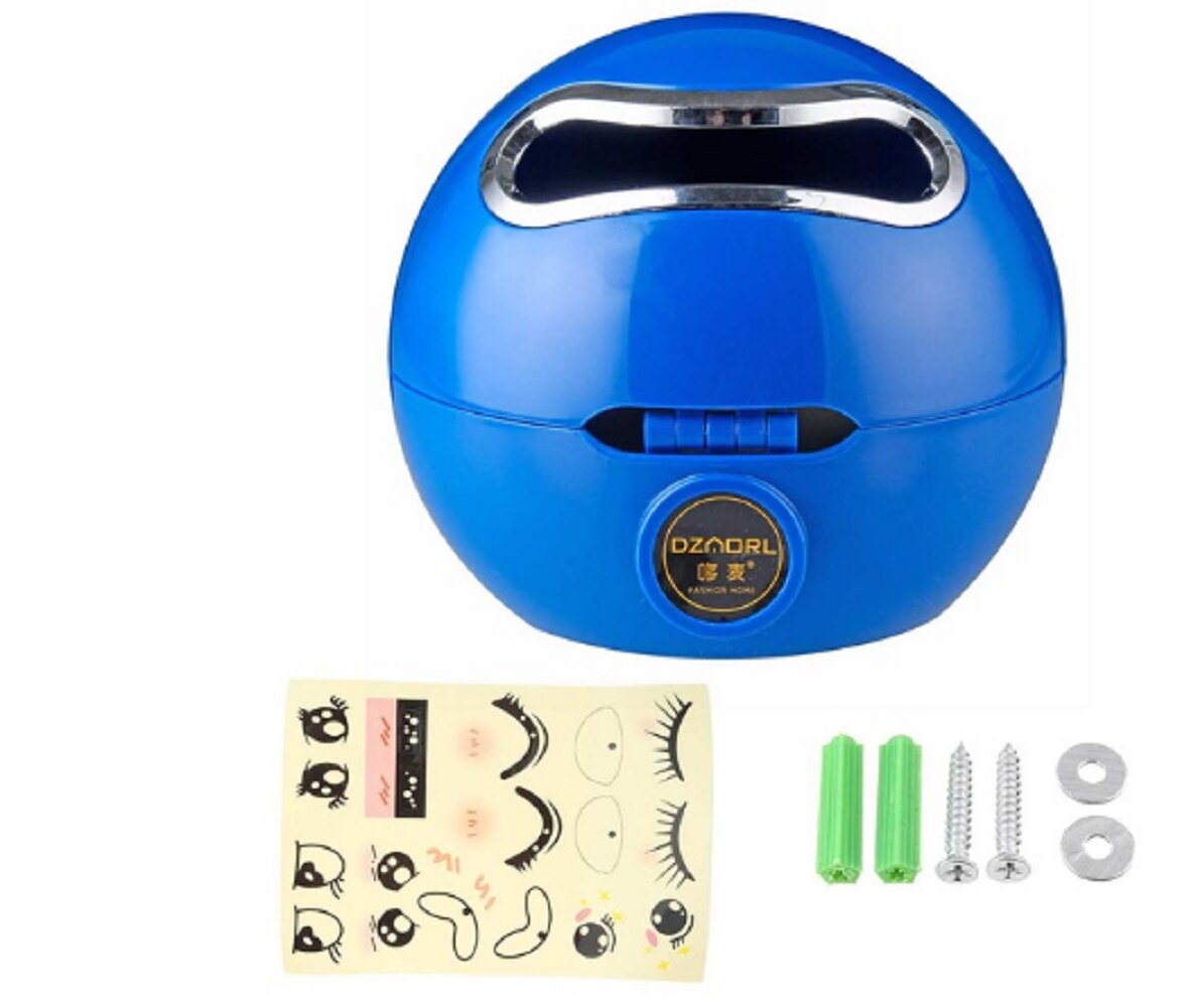 Round Fun Face Wall Mounted Tissue Holder Bathroom Toilet Roll Paper Storage Box: Blue