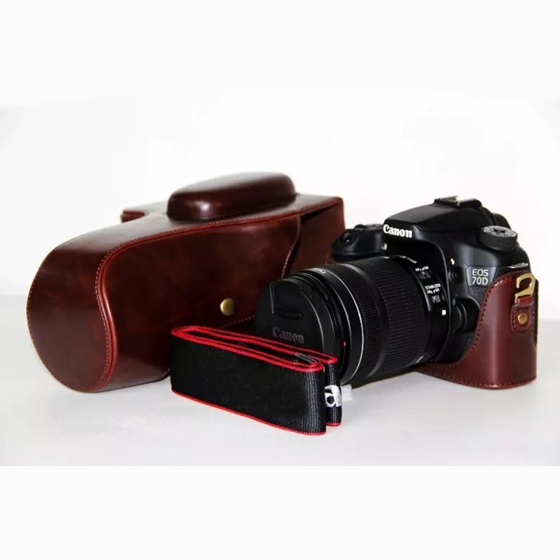 Funda de piel sintética portátil para Canon EOS 60D 70D 80D 90D 80D MarkII DSLR, funda protectora para cámara