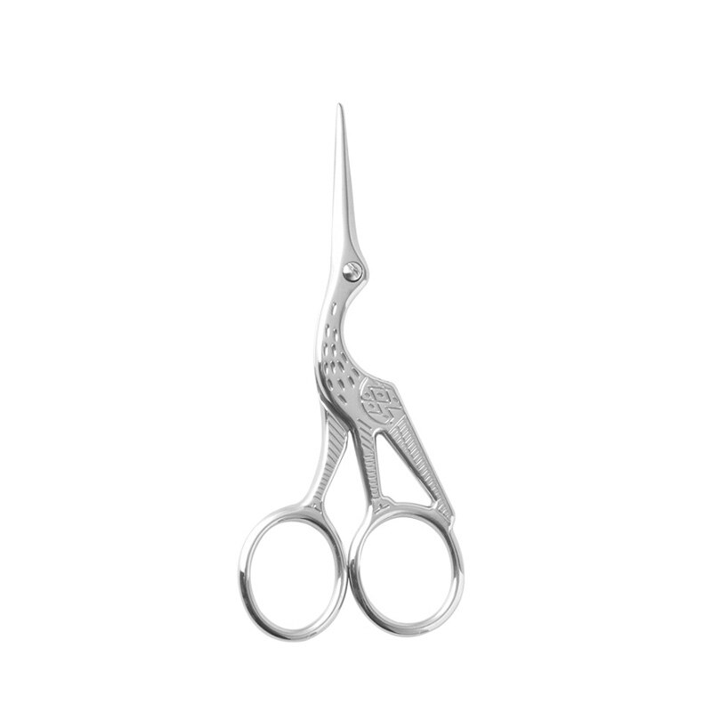 Nose hair scissors men's stainless steel safety manual nose hair trimmer women's eyebrow trimming small scissors: Silver Crane vibrissac scissors