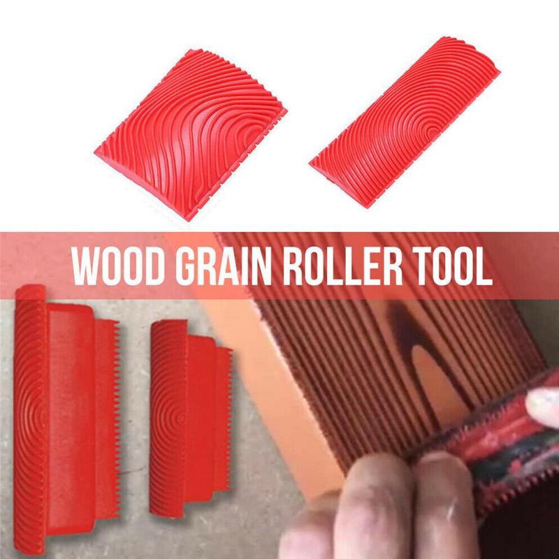 Rode Rubber Imitatie Houtnerf Apparaat Tekening Diatomeeën Modder Schrapen Cilinder Afdrukken Thuis Diy Muur Textuur Art Embossing Tool