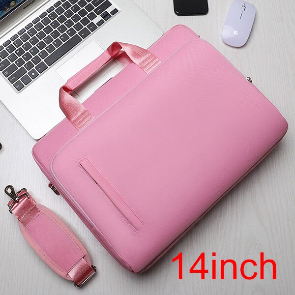 Laptop Briefcase Bag 14&15.6 inch Waterproof Notebook Handbag Business Shoulder Bag for Men and Women: 14PINK