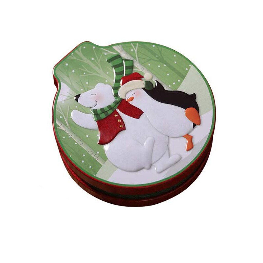 Christmas Tin Box Candy Cookie Storage Box Hanging Tree Xmas Party Decor Accessories Festival Navidad: E