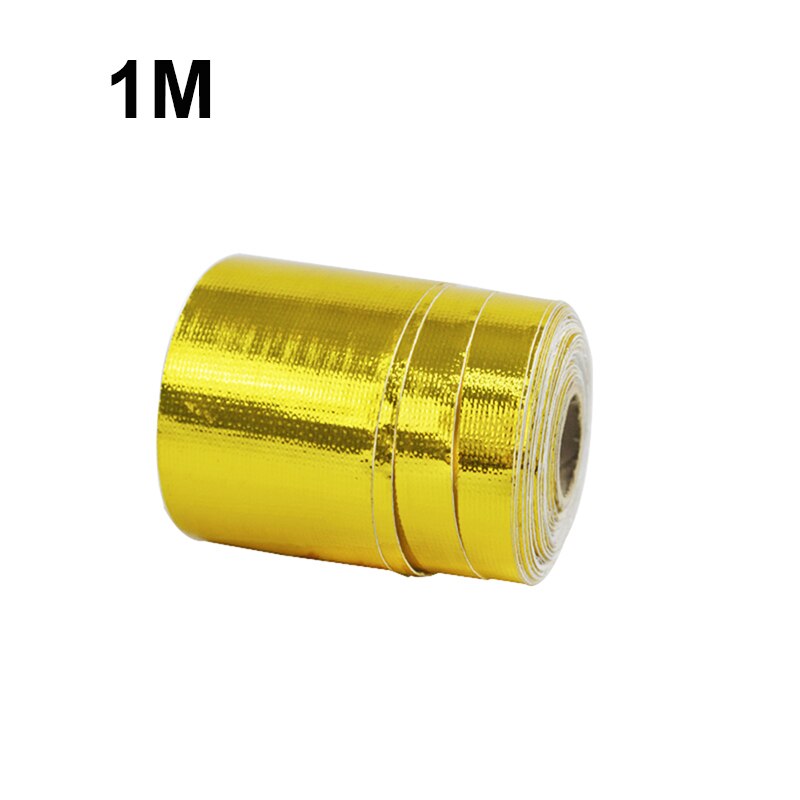A Gold Car Thermal Exhaust Tape Air Intake Heat Insulation Shield Wrap 50mm Reflective Heat Barrier Self Adhesive Engine 5/10M: Gold-1m