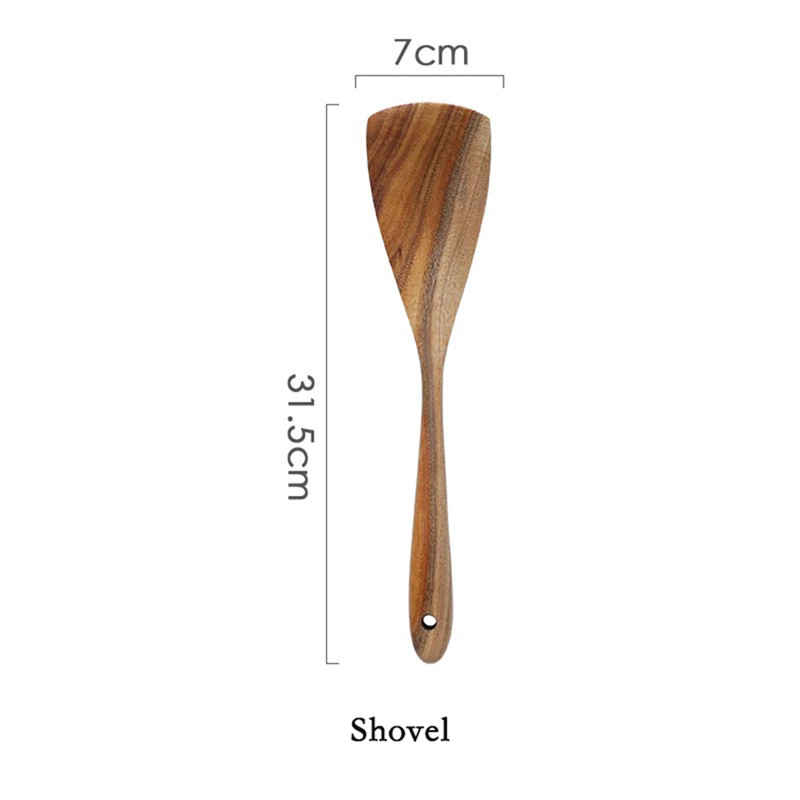 Vajilla de madera teca tailandesa Natural, cuchara, cucharón, colador de arroz largo, colador de sopa, cucharas de cocina, juego de herramientas: Style 2