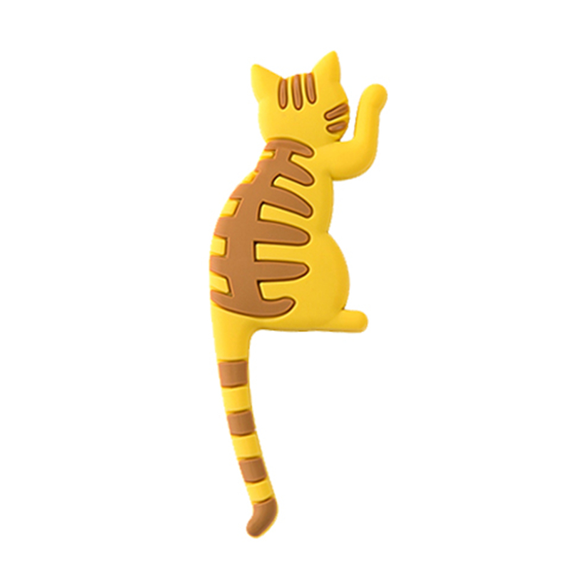 Gancho adhesivo magnético para refrigerador con cola de gato, original de gato de dibujos animados, viene con imán, cola flexible, adecuado para una variedad: Blanco